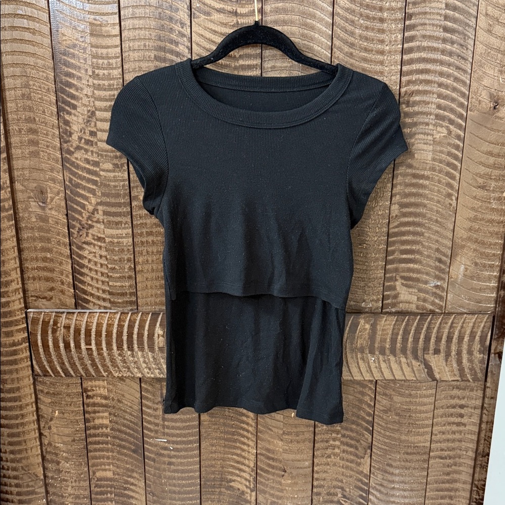 Latched Mama Black Short Sleeve Top